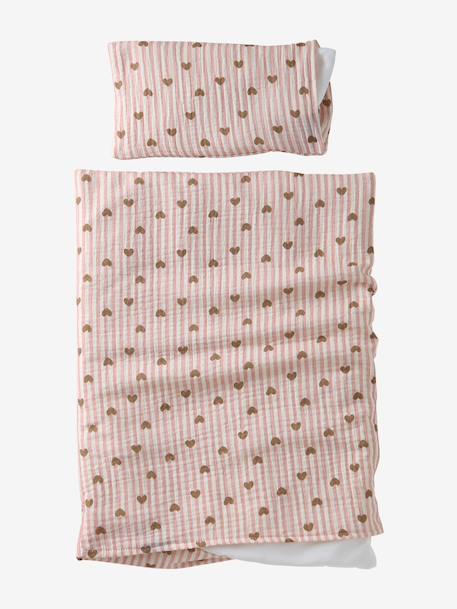 Blanket + Pillow for Dolls, in Cotton Gauze caramel+printed pink+rose+White+yellow - vertbaudet enfant 