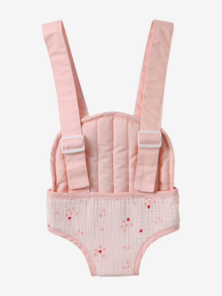 Baby Carrier For Dolls, in Cotton Gauze black+printed pink+rose+yellow - vertbaudet enfant 