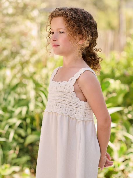 Crochet dress with straps for girls ecru - vertbaudet enfant 
