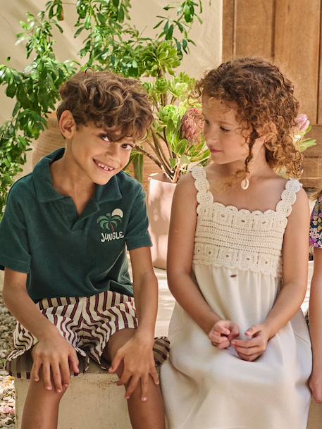 Crochet dress with straps for girls ecru - vertbaudet enfant 
