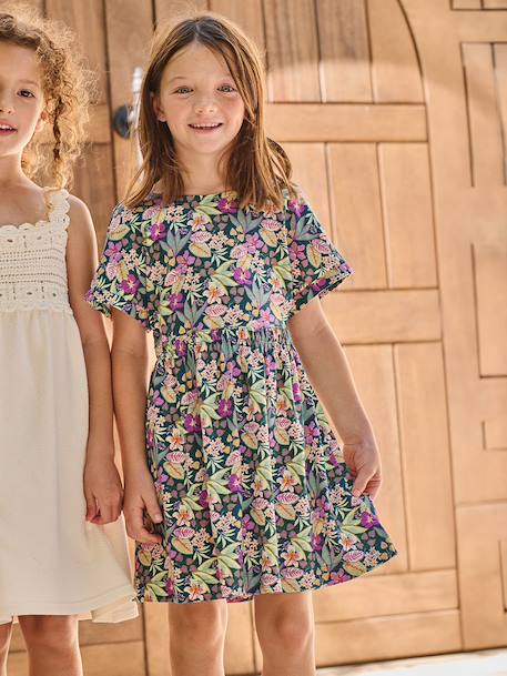 Floral Print Dress for Girls green - vertbaudet enfant 