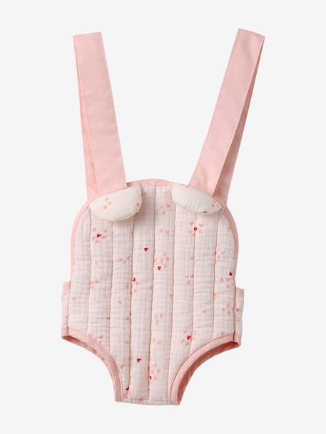 Baby Carrier For Dolls, in Cotton Gauze black+printed pink+rose+yellow - vertbaudet enfant 