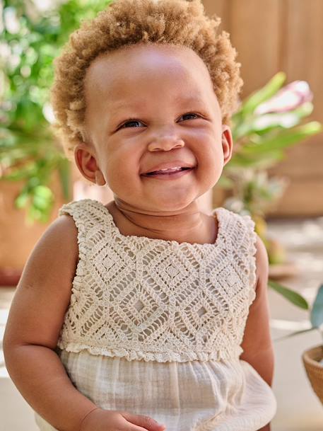 Combishort bébé fille en crochet vanille - vertbaudet enfant 