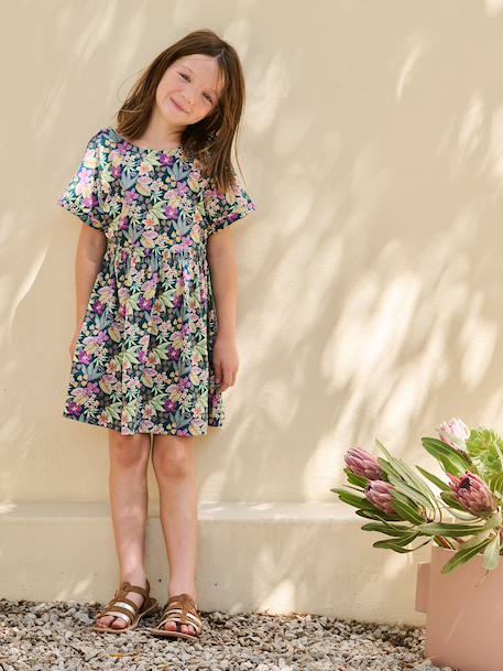 Floral Print Dress for Girls green - vertbaudet enfant 