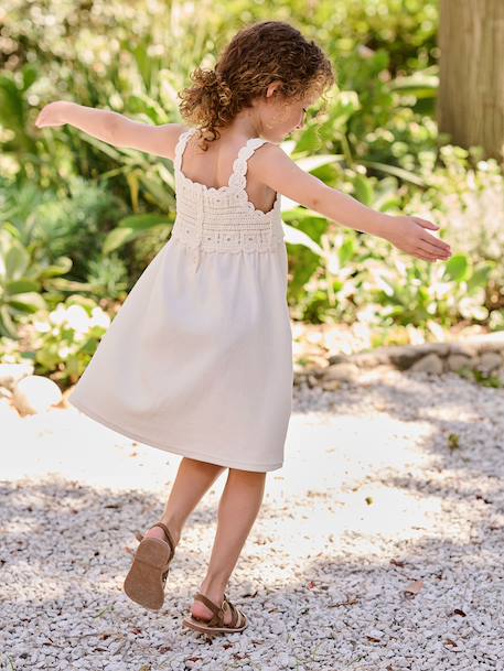 Crochet dress with straps for girls ecru - vertbaudet enfant 