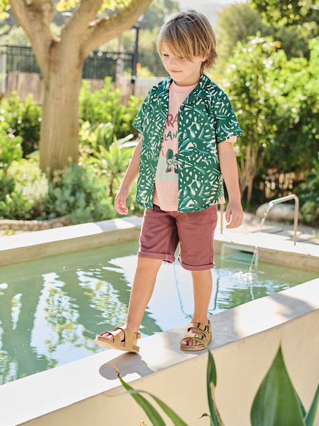 Bermuda garçon 5 poches argile+bleu grisé+terracotta+vert émeraude - vertbaudet enfant 