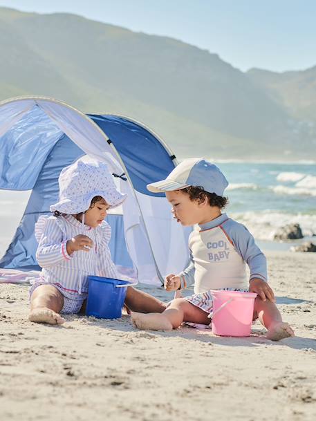 Maillot bain 3 pièces rayures bleu clair - vertbaudet enfant 