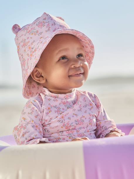 Maillot bain anti uv 3 pièces rose poudré - vertbaudet enfant 