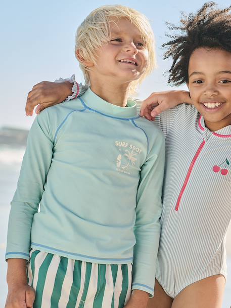 Boys' long-sleeved UV protection Surf t-shirt turquoise - vertbaudet enfant 