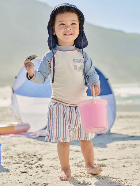 Ensemble maillot de bain bébé anti UV bleu grisé - vertbaudet enfant 