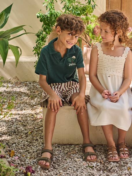 Boys' short-sleeved polo shirt fir green - vertbaudet enfant 