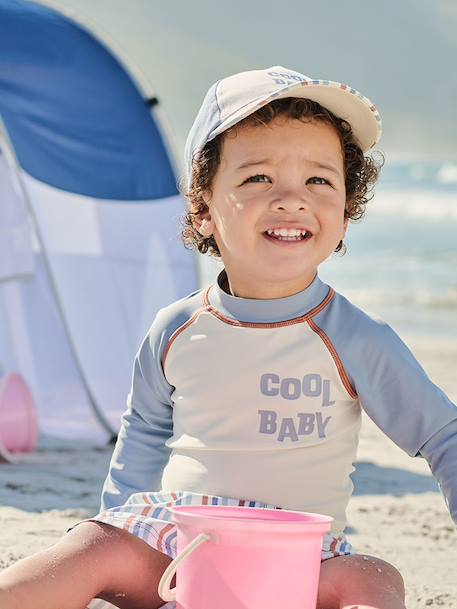 Ensemble maillot de bain bébé anti UV bleu grisé - vertbaudet enfant 