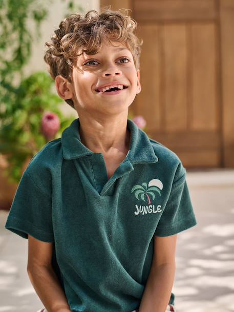 Boys' short-sleeved polo shirt fir green - vertbaudet enfant 