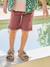 Boy's 5-pocket bermuda shorts clay beige+emerald green+grey blue+terracotta - vertbaudet enfant 