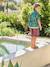 Boy's 5-pocket bermuda shorts clay beige+emerald green+grey blue+terracotta - vertbaudet enfant 