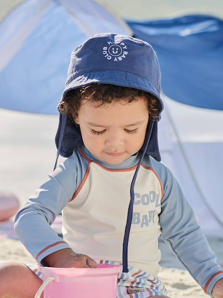 Bucket Hat with Detachable Neck Warmer, for Babies indigo - vertbaudet enfant 