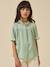 Chemise fille en gaze - coton biologique bleu jean+vert sauge - vertbaudet enfant 