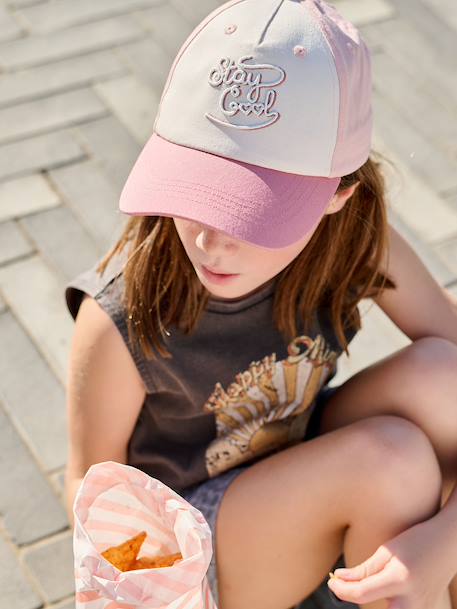 Casquette enfant fille coton brodée vieux rose - vertbaudet enfant 