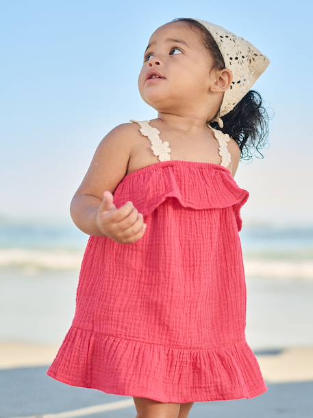 Baby girls' dress and bandana set raspberry pink - vertbaudet enfant 