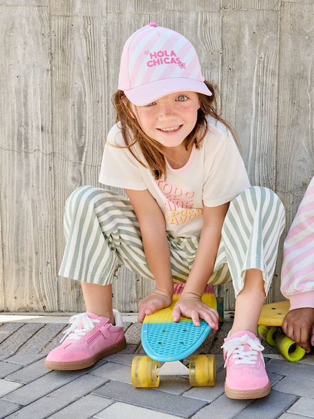Girls' 'Hola Chicas' cotton cap rose - vertbaudet enfant 