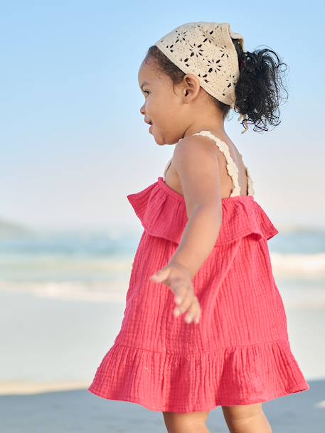 Baby girls' dress and bandana set raspberry pink - vertbaudet enfant 