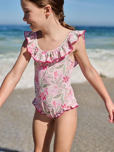 Girls' one-piece swimsuit pale pink - vertbaudet enfant 