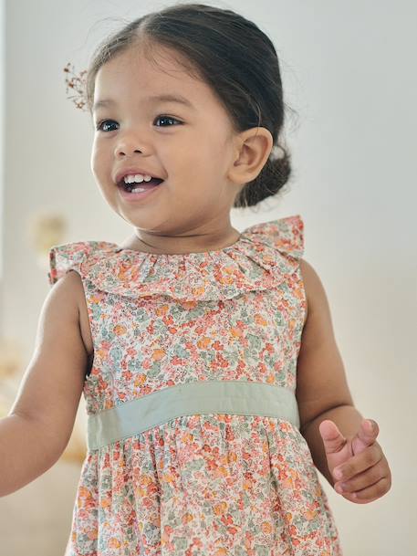 Baby girl's dress with bow and back opening multicoloured - vertbaudet enfant 