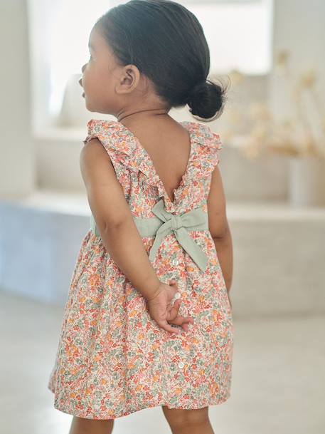 Baby girl's dress with bow and back opening multicoloured - vertbaudet enfant 