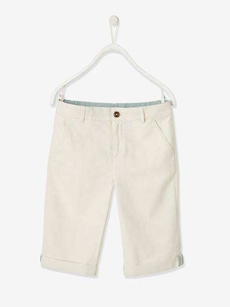 Bermuda garçon cérémonie en coton/lin beige+beige clair+bleu+marine foncé+vert sauge - vertbaudet enfant 