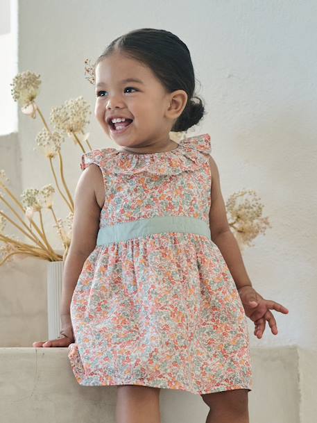 Baby girl's dress with bow and back opening multicoloured - vertbaudet enfant 