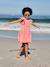 Girls' cotton gauze dress with short embroidered sleeves coral+yellow - vertbaudet enfant 