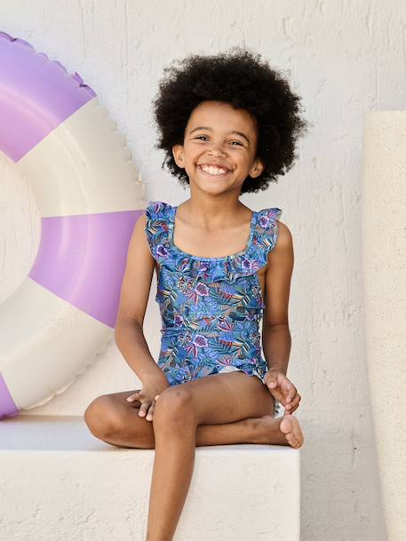 Girl's one-piece swimsuit blue - vertbaudet enfant 
