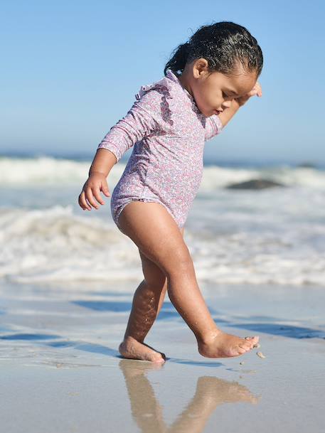 UV protective long-sleeved swimsuit ecru - vertbaudet enfant 