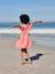 Girls' cotton gauze dress with short embroidered sleeves coral+yellow - vertbaudet enfant 