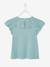 T-shirt fille détails en broderie anglaise BLANC+VERT PALE - vertbaudet enfant 