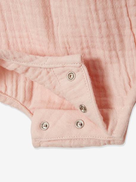 Bodysuit in Cotton Gauze, for Babies Light Pink - vertbaudet enfant 