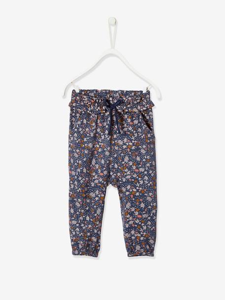 Printed Trousers with Elasticated Waistband for Babies Dark Blue/Print - vertbaudet enfant 