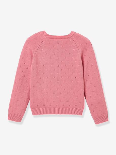 Girl's fancy stitch cardigan CYRILLUS ecru+pale pink - vertbaudet enfant 