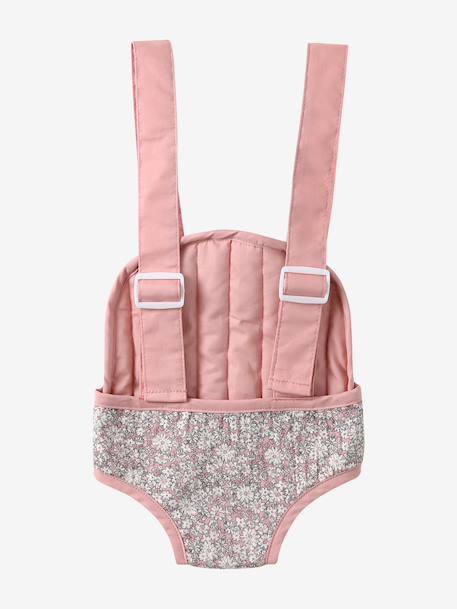 Baby Carrier For Dolls, in Cotton Gauze black+printed pink+rose+yellow - vertbaudet enfant 