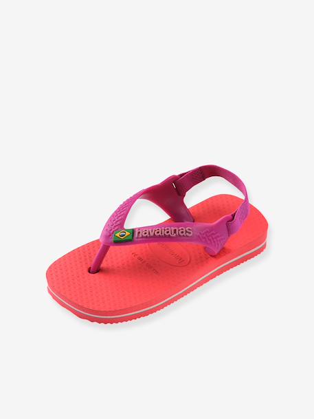 Tongs Baby Brasil Logo II corail+jaune - vertbaudet enfant 