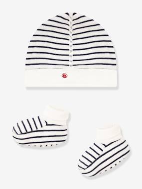 Baby-Unisex Beanie & Booties Set for Babies, PETIT BATEAU 