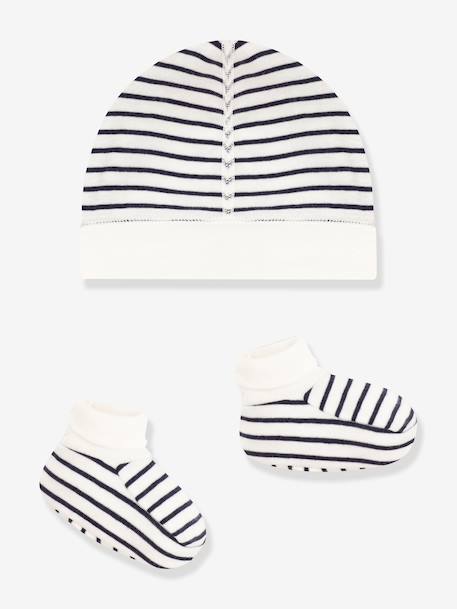 Lot bonnet et chaussons bébé mixte marine - vertbaudet enfant 