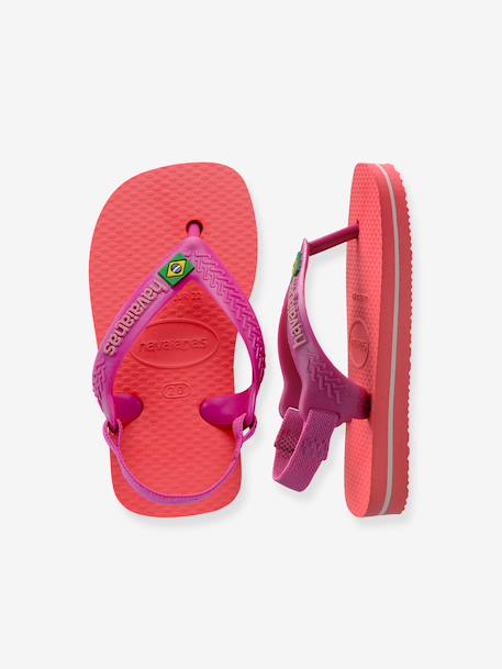 Tongs Baby Brasil Logo II corail+jaune - vertbaudet enfant 