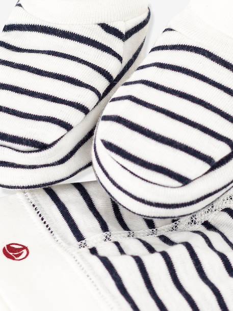 Unisex Beanie & Booties Set for Babies, PETIT BATEAU navy blue - vertbaudet enfant 