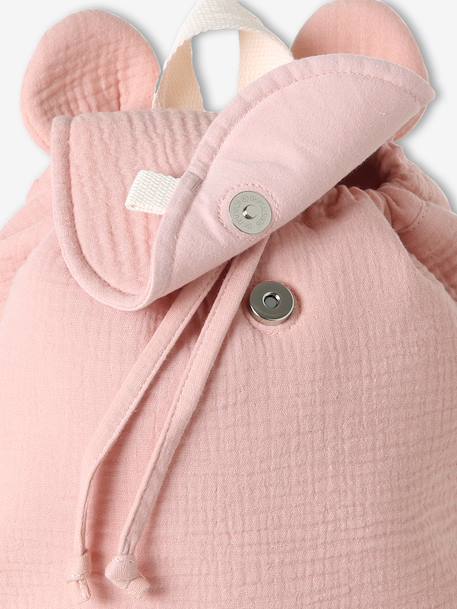 Sac à dos personnalisable en gaze de coton animation oreilles bleu nuit+multicolore+rose poudré+vanille+vert sauge - vertbaudet enfant 