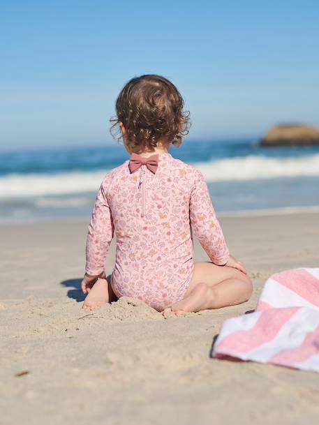 Long-Sleeved UV-Protection Swimsuit for Baby Girls pale pink - vertbaudet enfant 