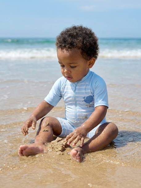 Baby UV Protection jumpsuit with built-in nappy sky blue - vertbaudet enfant 