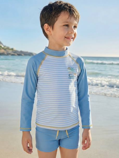 Long-sleeved set with UV protective shorts azure - vertbaudet enfant 