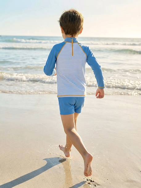 Long-sleeved set with UV protective shorts azure - vertbaudet enfant 