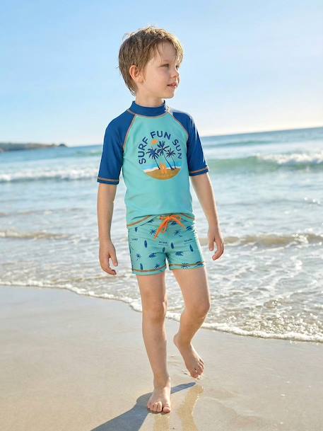 UV-Protection T-Shirt & Shorts Swim Set for Boys petrol blue - vertbaudet enfant 